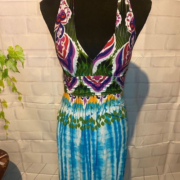 MULTICOLORED MAXI DRESS - Picture 1 of 14